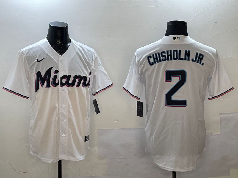 Men Miami Marlins #2 Chisholm jr White Game 2025 Nike MLB Jersey style 2